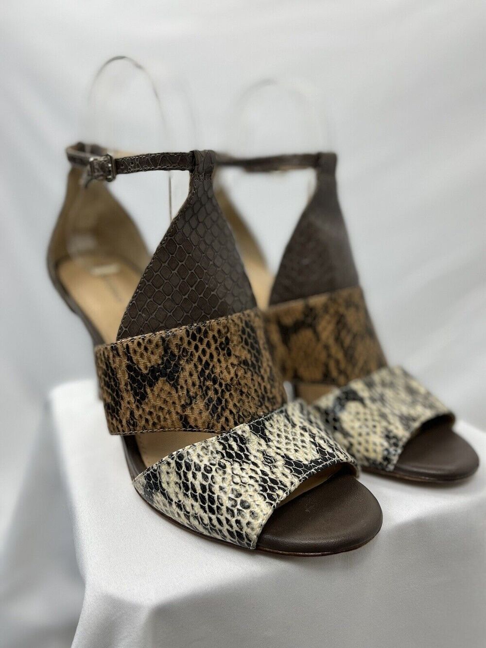 Antonio Melani Leather Snake Skin Heel Sandals Size 8 M